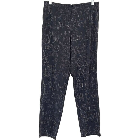 Nic+Zoe Printed Slim Straight Leg Pants Dark Blue High Rise Artsy Versatile 6 - Picture 1 of 10